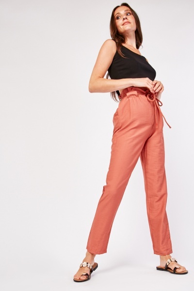 High Waist Paperbag Tapered Trousers