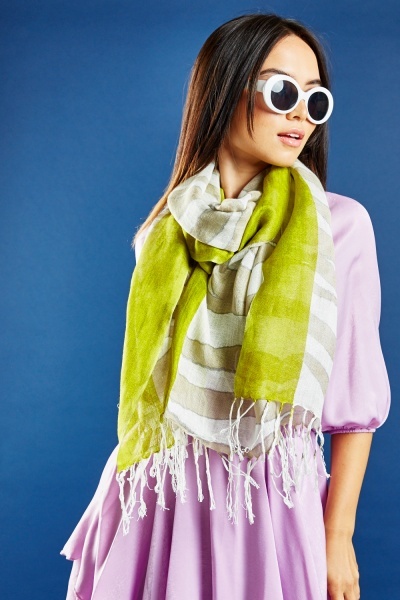 Contrasted Sheer Scarf