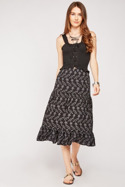 Black Broderie Anglaise Gypsy Skirt