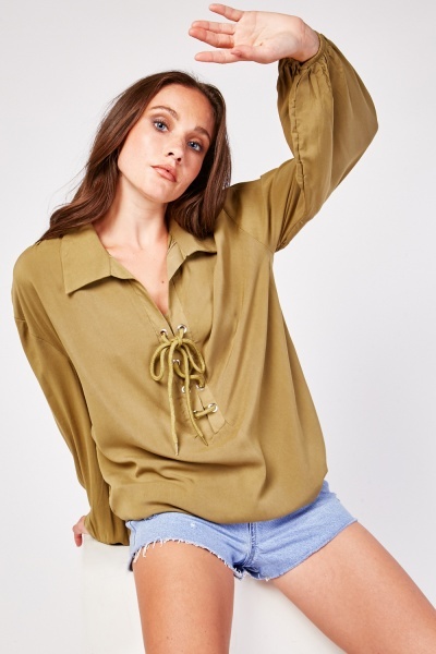 Front Tie Up Cotton Blouse