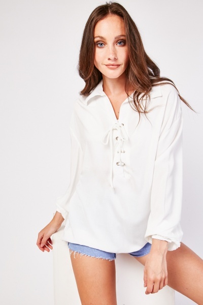 Front Tie Up Cotton Blouse