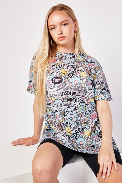 Novelty Mixed Print T-Shirt