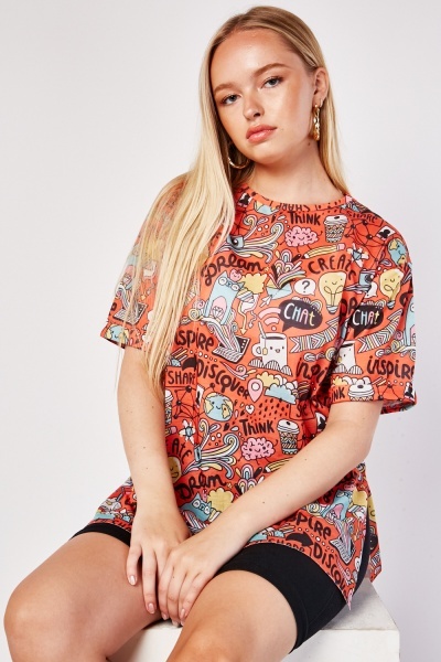 Novelty Mixed Print T-Shirt