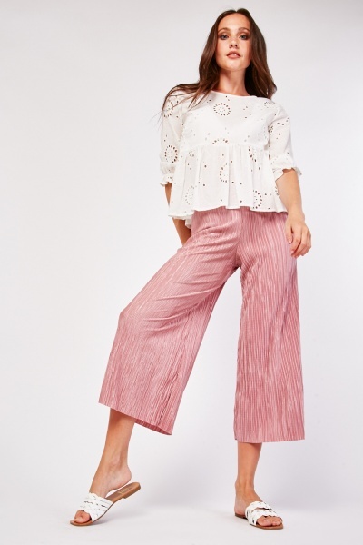 Pleated Sheer Culotte Trousers