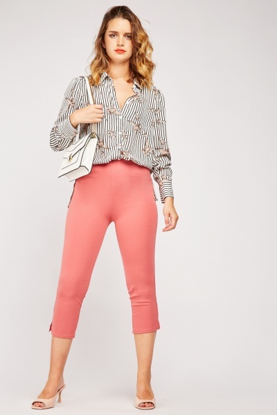 Crop Length Plain Trousers