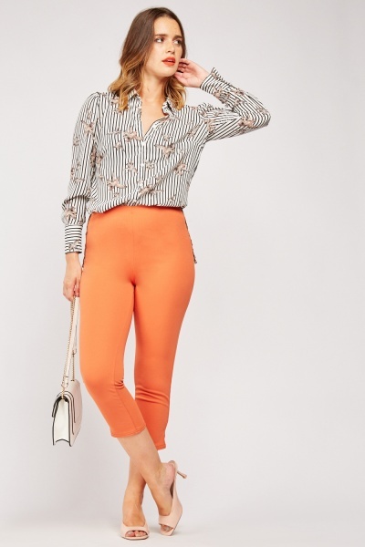 Crop Length Plain Trousers