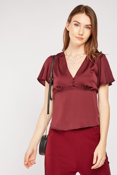 Flared Short Sleeve Blouse