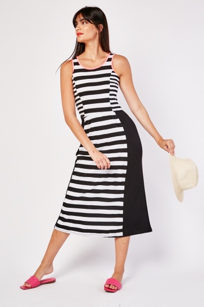 Horizontal Striped Midi Dress
