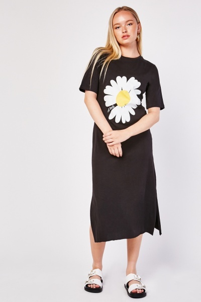 Daisy Flower Print Basic Dress