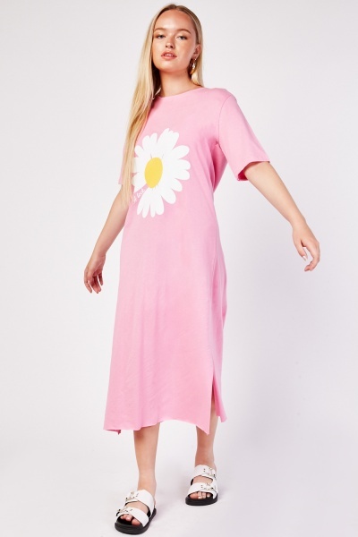 Daisy Flower Print Basic Dress