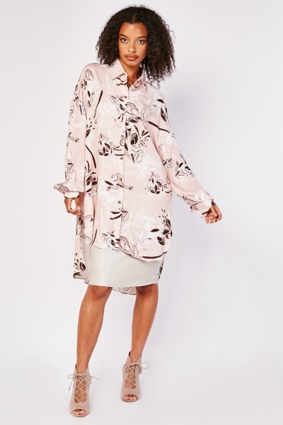 Printed Long Dip Hem Shirt