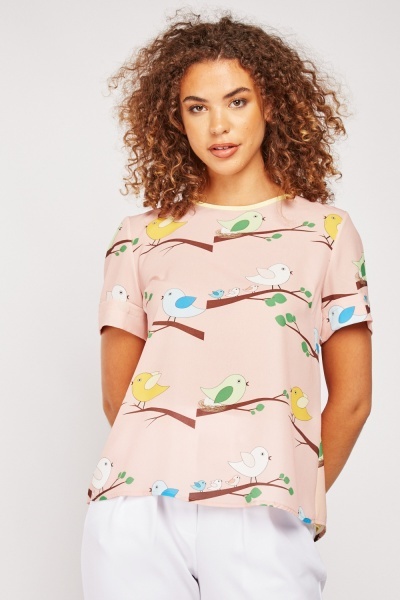 Perch Bird Print Blouse