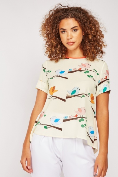 Perch Bird Print Blouse