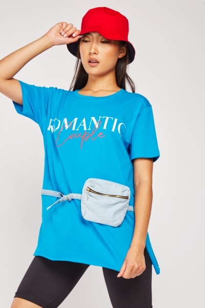 Pouch Pocket Feature Printed T-Shirt