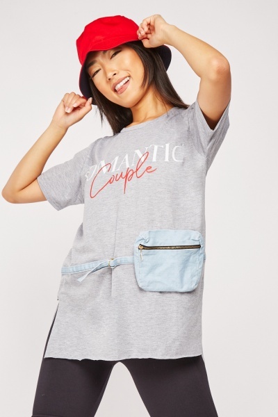 Pouch Pocket Feature Printed T-Shirt