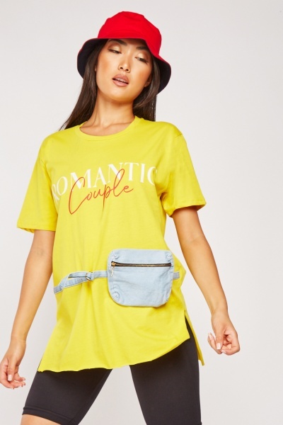 Pouch Pocket Feature Printed T-Shirt
