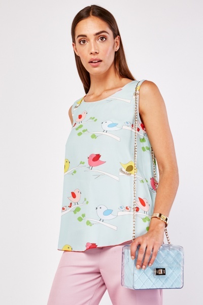 Sleeveless Bird Print Top