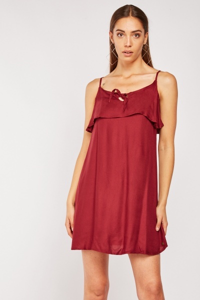 Overlay Burgundy Slip Mini Dress