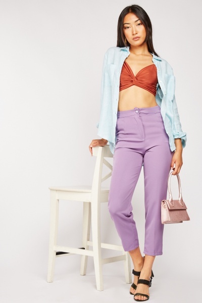 High Waist Tapered Cropped Trousers