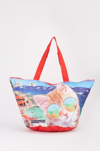 Cat On Holiday Large Tote Bag