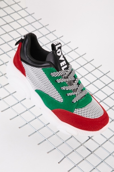 Colour Block Perforated Chunky Trainers