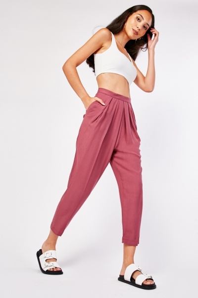 Pleated Front Tapered Trousers