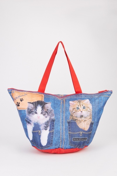 Dog And Cat Contrast Tote Bag