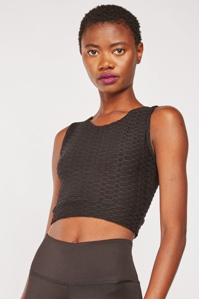 Textured Crop Sport Top