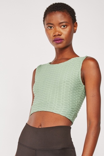 Textured Crop Sport Top