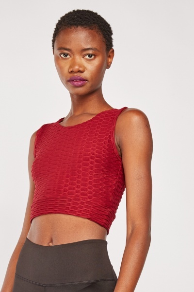 Textured Crop Sport Top