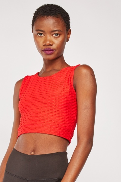 Textured Crop Sport Top