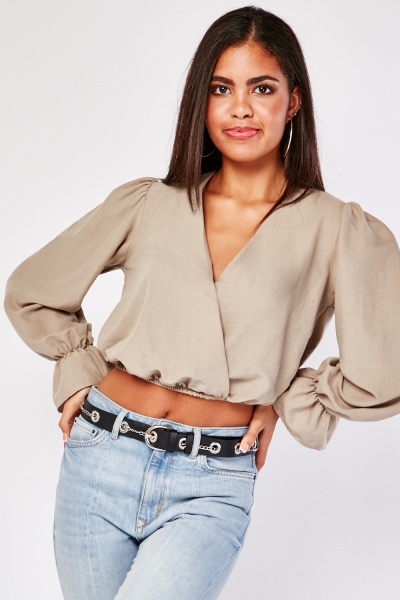 Wrap Long Sleeve Crop Top