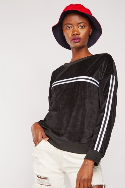 Striped Velour Sweatshirt