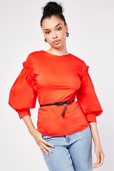 Gathered Sleeve Panel Blouse