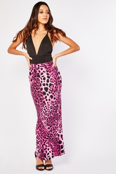 Leopard Print Maxi Tube Skirt