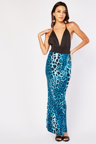 Leopard Print Maxi Tube Skirt