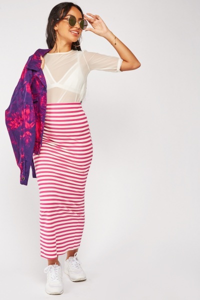 Striped Maxi Tube Skirt