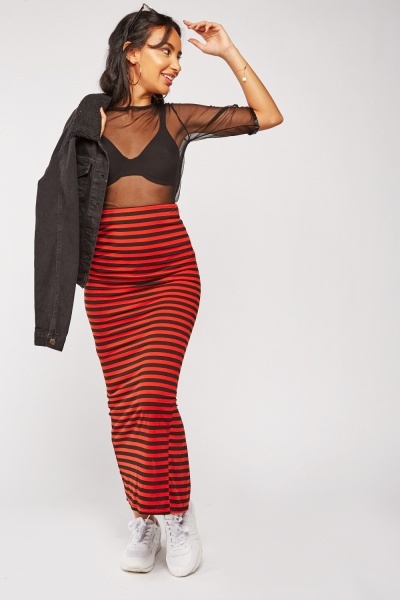 Striped Maxi Tube Skirt