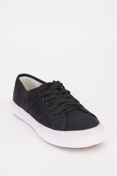 Shimmery Lace Up Plimsolls