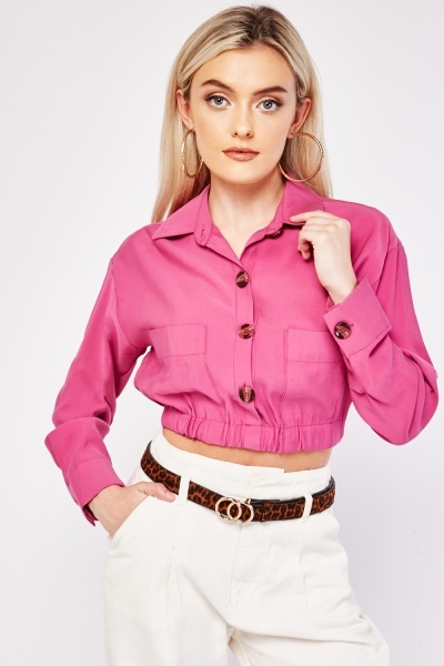 Tie Up Waist Crop Shirt