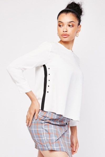 Button Trim Side Monochrome Top