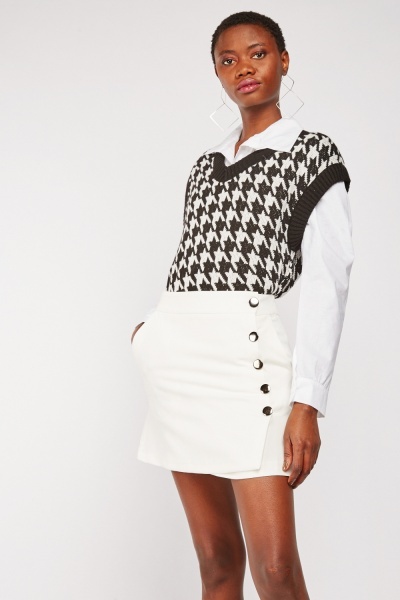 Buttoned Up Wrap Mini Skirt