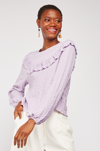 Crinkled Ruffled Neck Blouse