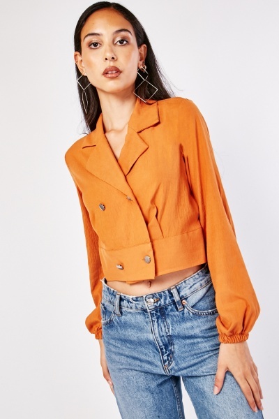 Lapel Front Double Breatsed Top