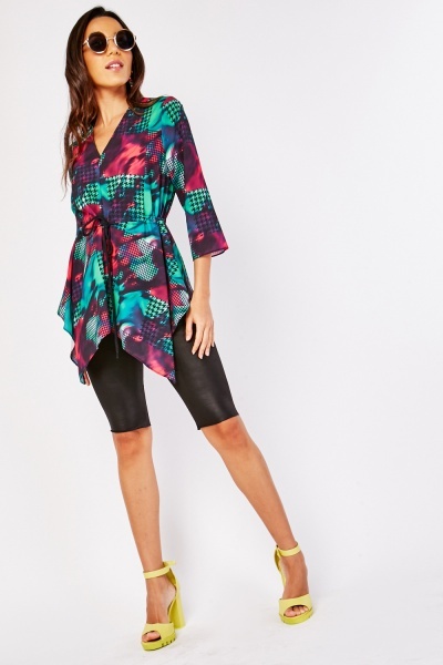 Retro Print Hankerchief Top