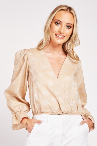 Image of Printed Wrap Blouse