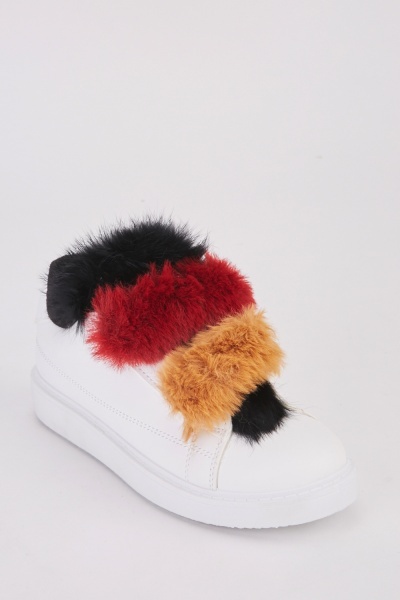 Faux Fur Trim Low Top Trainers