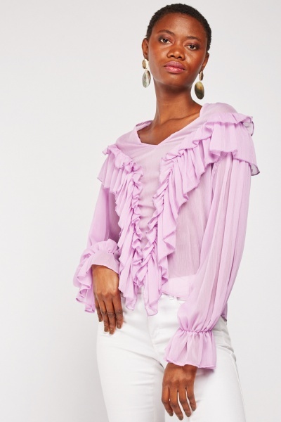 Frilled Sheer Blouse