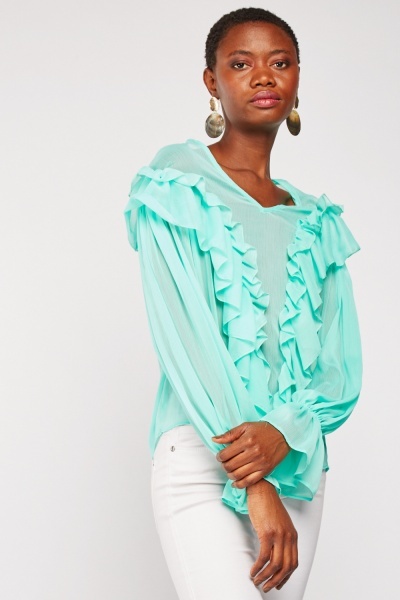 Frilled Sheer Blouse