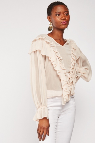 Frilled Sheer Blouse